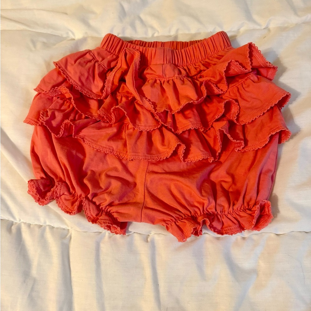 Ruffled Coral Baby Bloomers